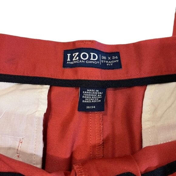 IZOD Men's Flat Front Chino Pants in Salmon Size 36x34 - Picture 6 of 8